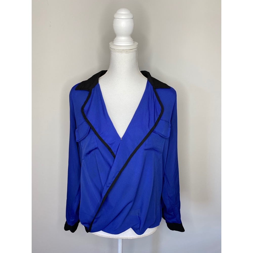 Alex & Alex Royal Blue Wrap Blouse